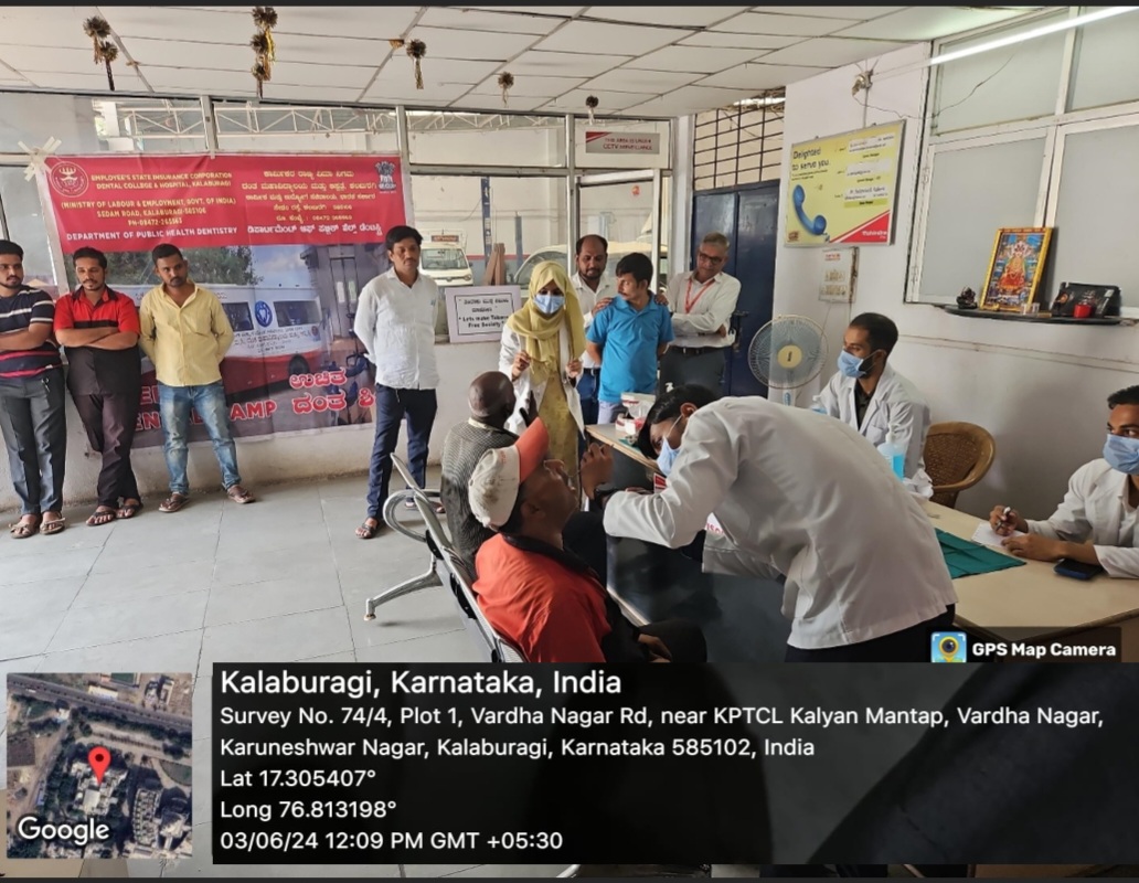 3 June 2024, ESIC Dental College, Kalaburagi conducted oral cancer screening camp on the ocasion of WNTD