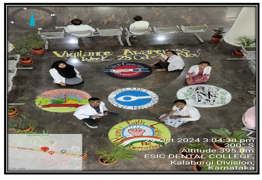 As part of Vigilance Awareness Week 2024, ESIC Dental College and Hospital, Kalaburagi, organized a series of activities from 28th October to 6th November 2024. With the theme Culture of Integrity for Nation’s Prosperity, the week aimed to raise awareness about the importance of ethics and transparency in governance and public administration. It also sought to promote integrity and eradicate corruption through the active support and participation of all citizens.