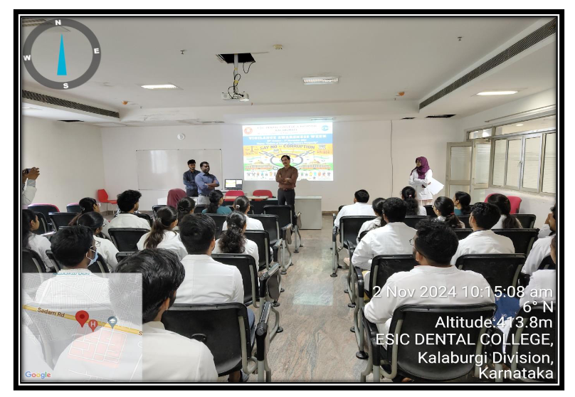 As part of Vigilance Awareness Week 2024, ESIC Dental College and Hospital, Kalaburagi, organized a series of activities from 28th October to 6th November 2024. With the theme Culture of Integrity for Nation’s Prosperity, the week aimed to raise awareness about the importance of ethics and transparency in governance and public administration. It also sought to promote integrity and eradicate corruption through the active support and participation of all citizens.