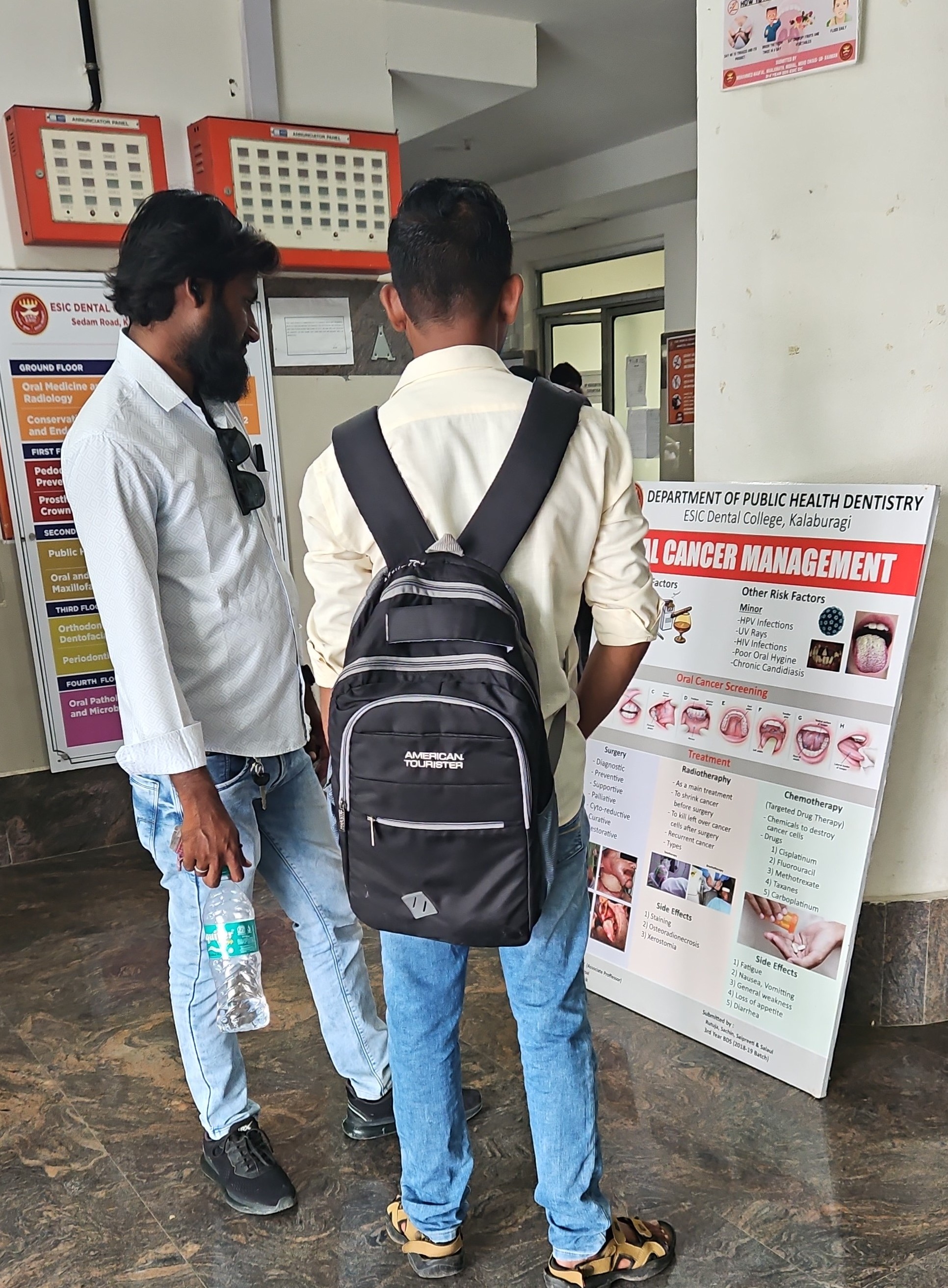 20 May 2024, ESIC Dental College, Kalaburagi conducted wareness on oral cancer using IEC material on the ocasion of WNTD