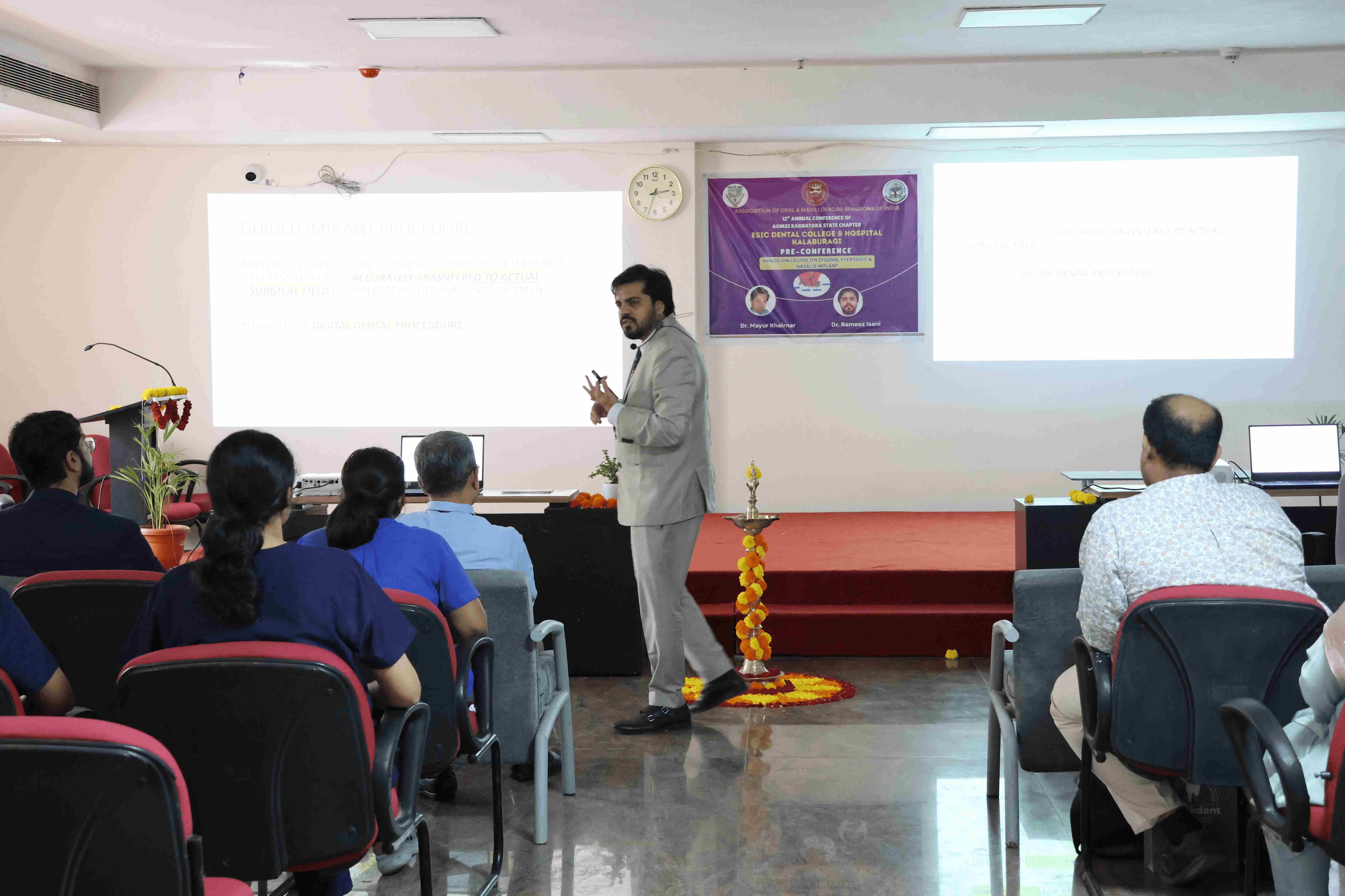 12TH ANNUAL CONFERENCE OF THE ASSOCIATION OF ORAL AND MAXILLOFACIAL SURGEONS OF INDIA(AOMSI), KARNATAKA STATE CHAPTER PRECONFERENCE HANDS ON COURSE ON ZYGOMA PTERYGOID AND NASALIS IMPLANTS Organized by ESIC Dental College and Hospital on 12.09.2025